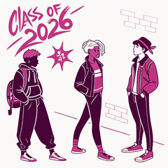 Cool and Edgy Class of 2026 with Street Art El & Vector Art