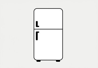 A minimalist outline of a two door refrigerator with handles on a light background image design