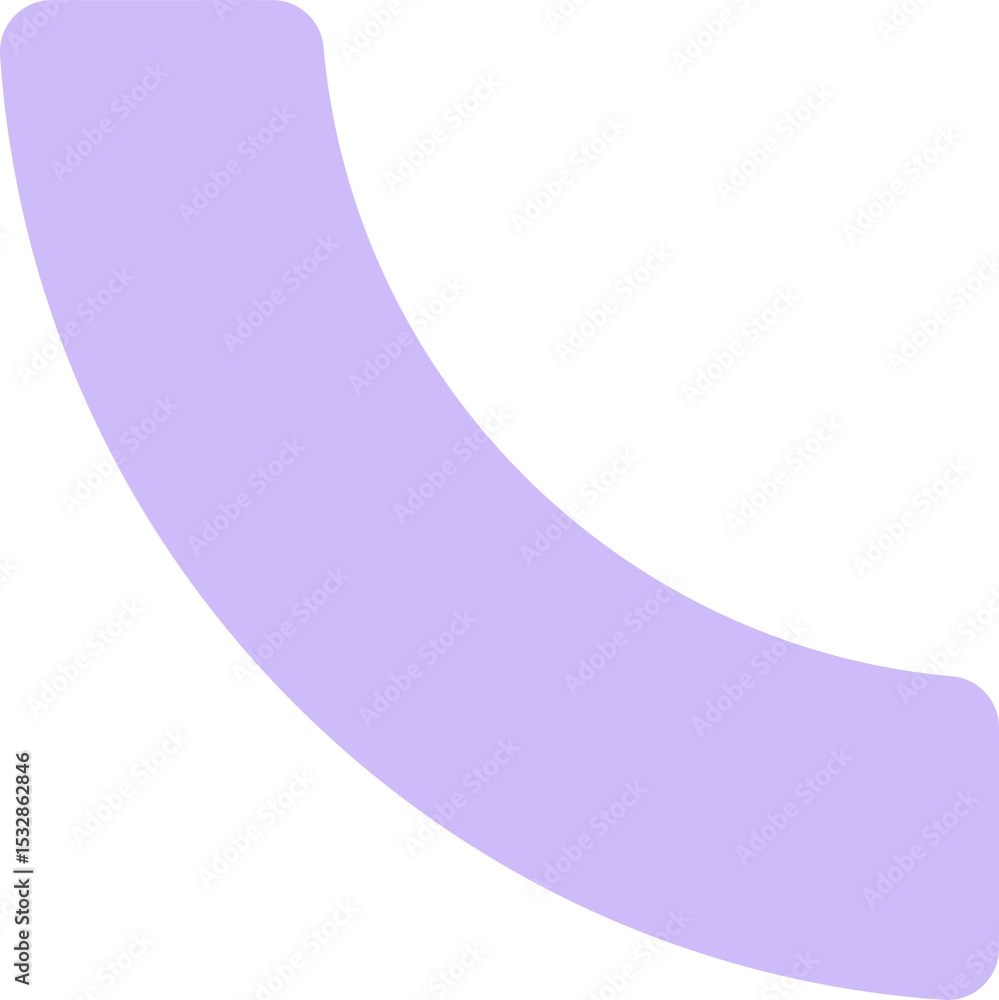 Aufkleber lavender arc segment is floating in flat design, showing smooth rounded bar, transparent background