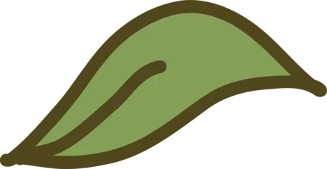 Gardinen Flat design stylized leaf is featuring dark brown outline and curved vein, transparent background © vectorfusionart