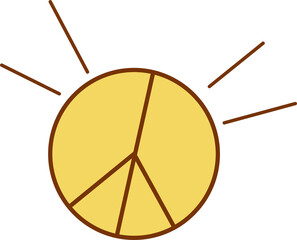Showing stylized sun-like pie chart icon with radial wedges in flat style, transparent background