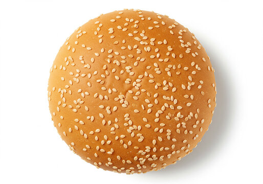 Sesame seed bun isolated on white background