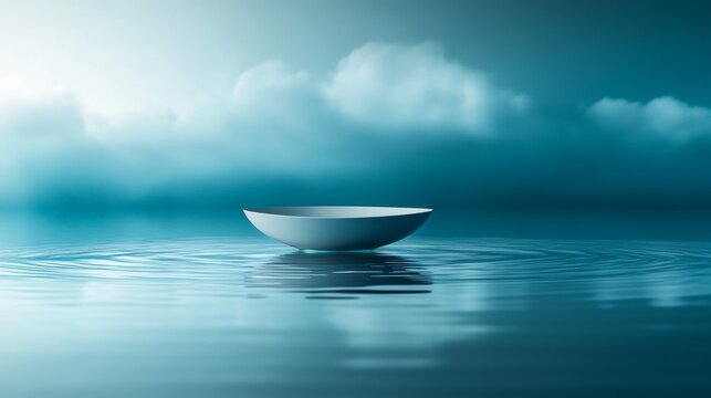 Minimal bowl water ocean calm peaceful reflection zen landscape blue serenity background meditative still surface