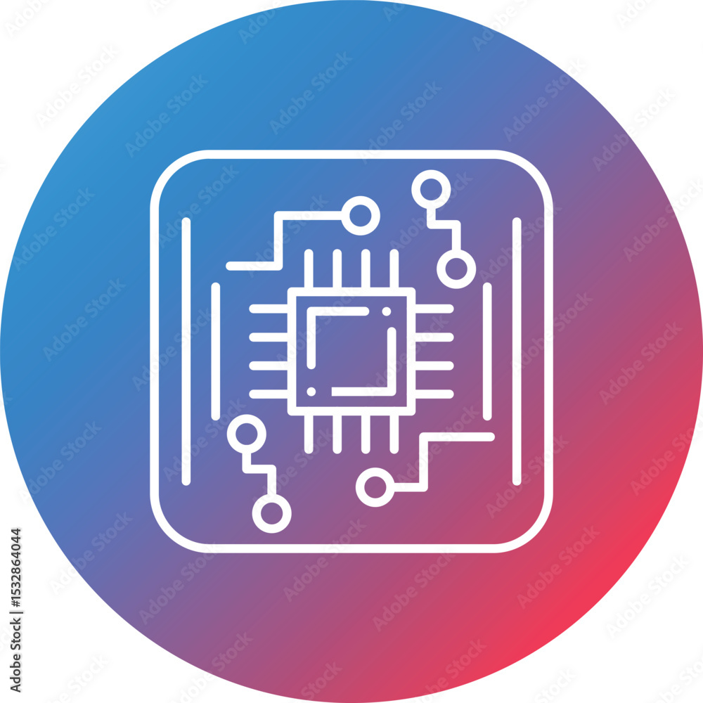 Poster circuit board line gradient circle background icon