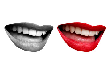 Collage with screaming mouth. Element for pop art design. Communication concept, public opinion,...