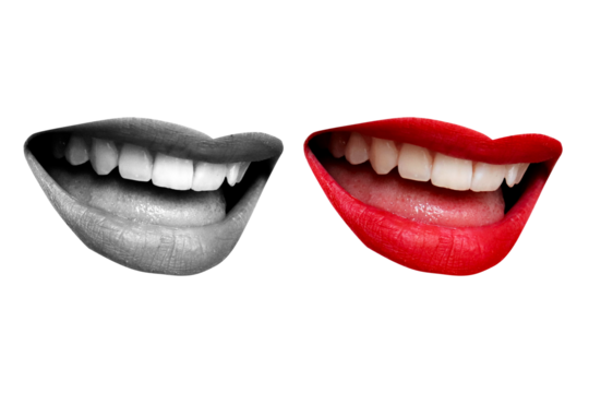 Collage with screaming mouth. Element for pop art design. Communication concept, public opinion, public speaking, society, media. Message. Announcement in social networks