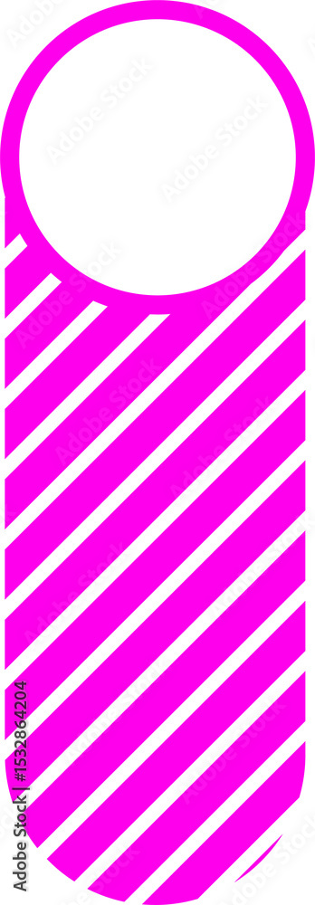 Poster abstract pin shape is floating against transparent background in vector design with magenta stripes