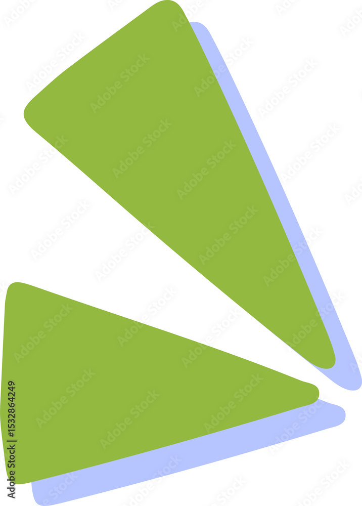 Poster flat design green, light blue wedges are rotating inward, creating pointers on transparent backdrop