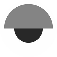 Abstract eye showing flat white border and two-tone semicircles on transparent background