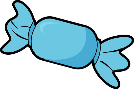 Naklejki Illustrating wrapped candy floating on transparent backdrop showing glossy blue twist style wrapper