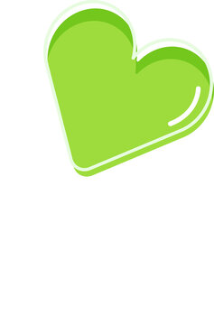 Naklejki Green heart-shaped lollipop is shining in flat design glossy white stick transparent background