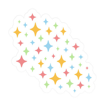 Naklejki Showing flat design sparkle cluster over transparent background with colorful four-point stars