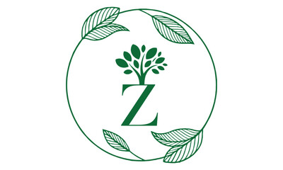 Z Letter with Leaf Logo Vector