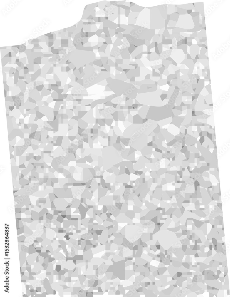 Aufkleber flat irregular sheet is floating on transparent background, featuring terrazzo mosaic texture