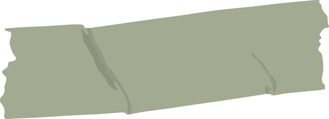 Green tape strip is floating on clear background in flat style showing torn ends, subtle wrinkles