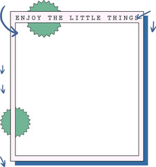 Obraz premium Featuring pink frame with blue shadow, mint starbursts and arrows on transparent canvas, copy space