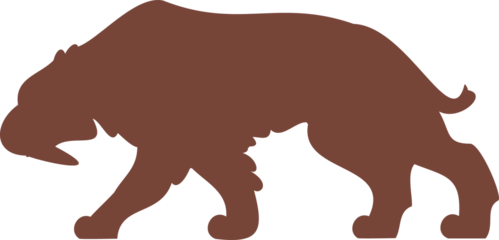 Big cat silhouette prowling in flat design, showing brown panther outline on transparent background