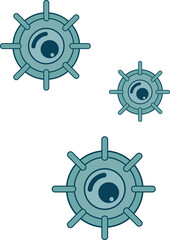 Obraz premium Three spiked icons resembling viral particles are floating on transparent background in flat design
