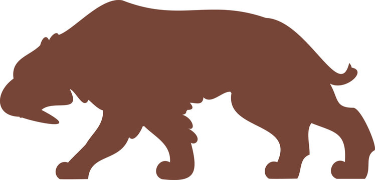 Fototapeta Big cat silhouette prowling in flat design, showing brown panther outline on transparent background