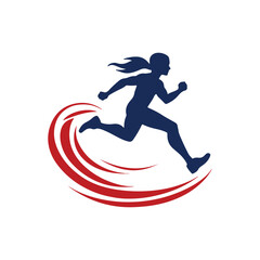 Dynamic Female Runner Logo