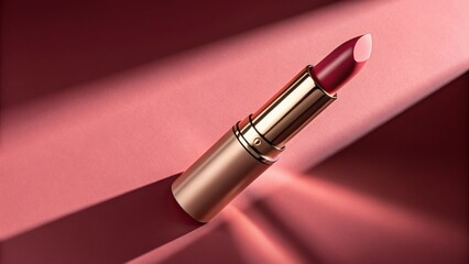 Fototapeta premium Red lipstick tube on black, a glamorous beauty accessory