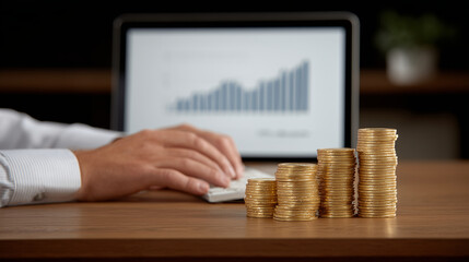 Digital Budgeting: Tracking Expenses with Glowing Charts and Neat Coin Stacks
