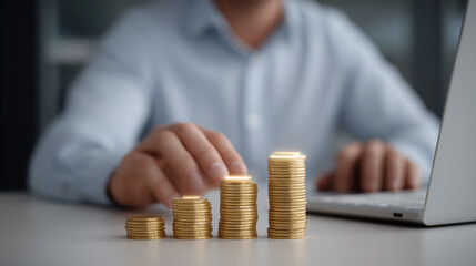 Digital Budgeting: Tracking Expenses with Glowing Charts and Neat Coin Stacks