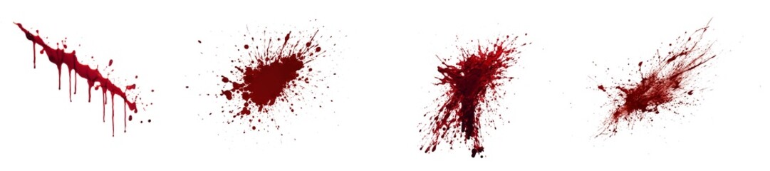 blood splatter isolated or paint splatters texture, png background, cutout transparent Halloween concept, Realistic falling drop with rippling effect, splashing alien red blood