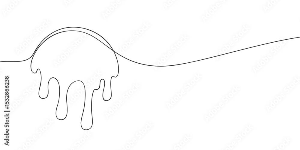 Aufkleber continuous line drawing showing syrup or liquid dripping in abstract minimalist style, suitable for 
