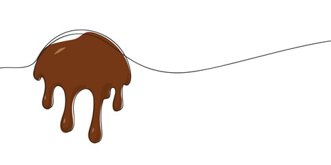 Simple continuous line illustration of dripping melted chocolate, perfect for dessert, sweet treat, or confectionery designs.