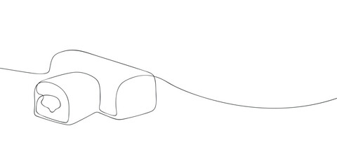 Minimalist line drawing of a chocolate-covered candy with cherry center, ideal for dessert or confectionery themed designs.