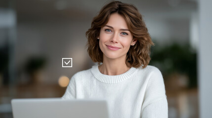 Focused Woman Submitting Online Complaint on Laptop