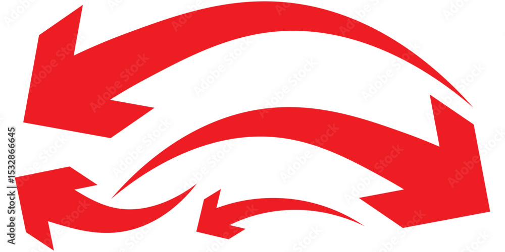 Poster set of curved arrows isolated on white background. curved arrows, hand drawn curved arrows. collecti