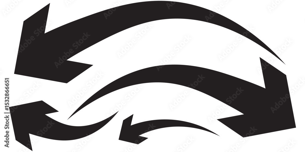 Poster set of curved arrows isolated on white background. curved arrows, hand drawn curved arrows. collecti