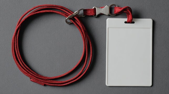 ID Card Badge on Red Lanyard for Identification and Security
