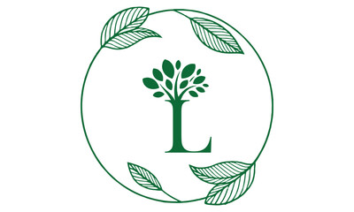 L Letter with Leaf Logo Vector