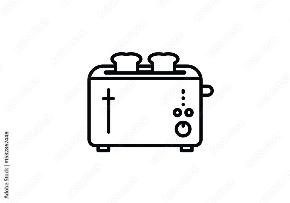 Aufkleber illustration of a toaster with two slices of bread popping up on a white background surface view