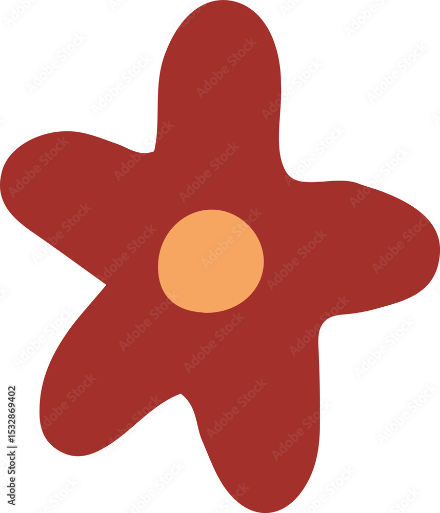 Aufkleber abstract red shape is floating in flat design with orange center, transparent background