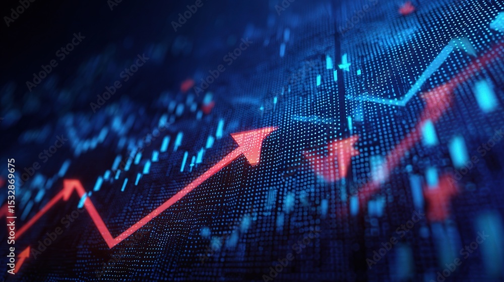 Aufkleber abstract financial graph with uptrend line and data visualization