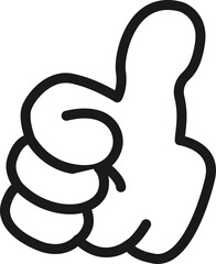 White cartoon glove hand is giving thumbs-up gesture in flat design with transparent backdrop