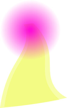 Naklejki Stylized sun circle is emitting flowing yellow beam in flat design, transparent background