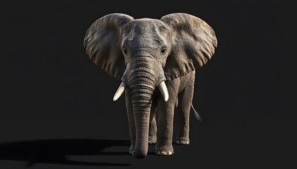 Obraz premium Powerful african elephant against a dark background.