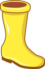 Cartoon-style yellow rubber boot is being shown in transparent background, showing glossy shine © vectorfusionart