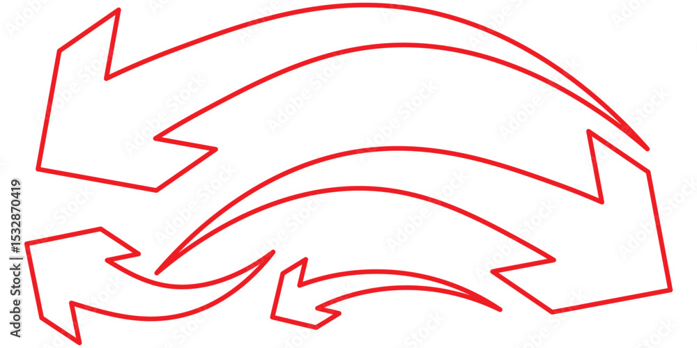Poster curved arrows set. line style curve arrow symbol. arrow pointer icon sign symbol vector.