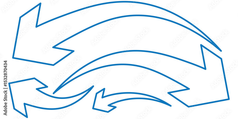 Poster curved arrows set. line style curve arrow symbol. arrow pointer icon sign symbol vector.