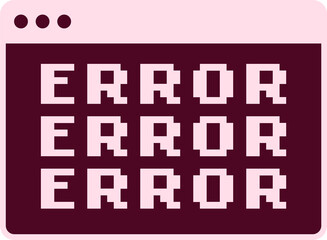Flat window with three control icons is showing ERROR blocks in pixel art on transparent background