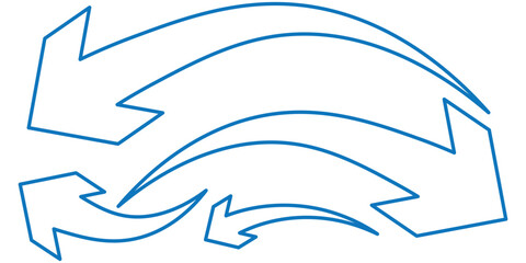 Curved arrows set. Line style Curve arrow symbol. Arrow pointer icon sign symbol vector.
