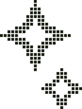 Naklejki Two pixel stars floating on transparent bg, showing larger and smaller diamond outlines and cores