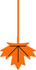 Showing flat design mop with jagged orange rag head and black support rods on transparent backdrop