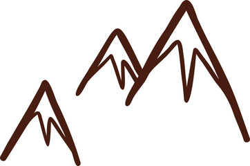 three peaks are being shown in minimalist style with brown outlines on transparent background